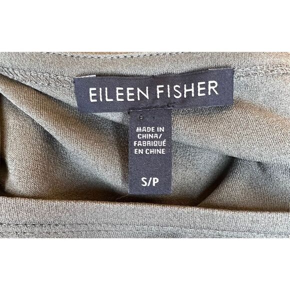 Eileen Fisher Moss Green Long Sleeved Silk Tunic Size Small - Picture 5 of 6